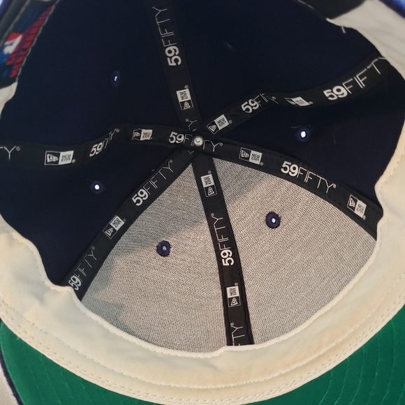 New Era Boston Red Sox 100% Wool Fitted 59fifty Hat Cap Navy Blue Red sz 7 3/4 - Picture 7 of 7